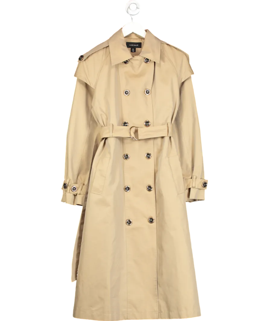 Karen Millen Beige Tailored Double Breasted Trench Coat UK 6