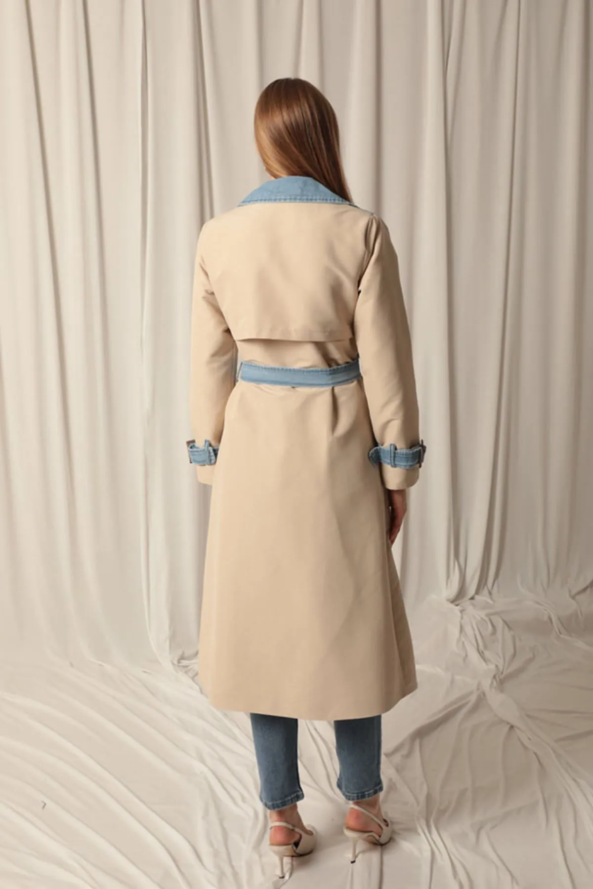 KKT Torino Fabric Women's Stone Trench Coat - Collado-Villalba