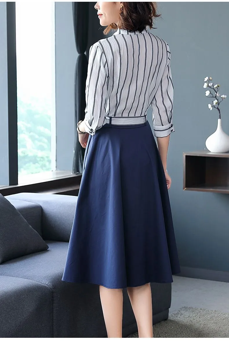 Korean Dress Blue & White Style