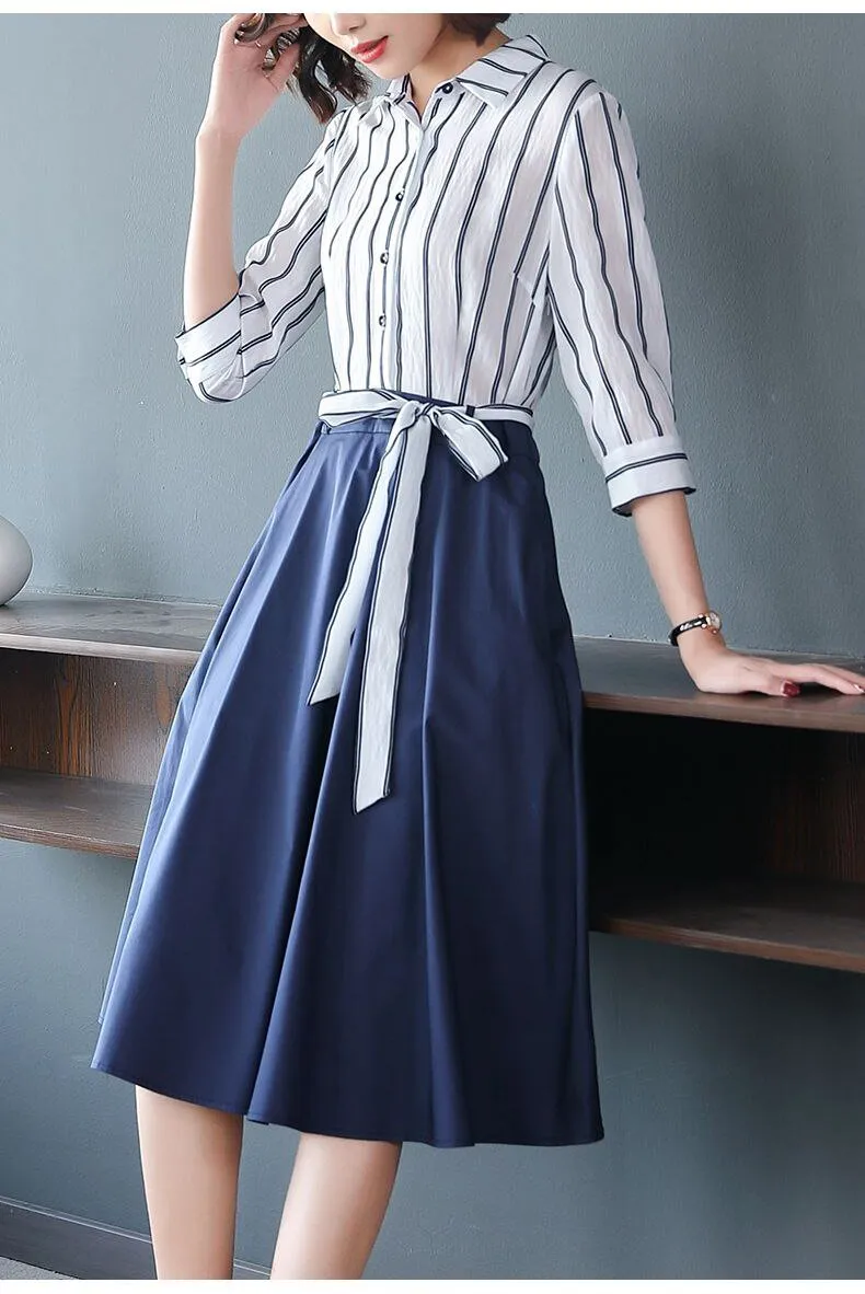 Korean Dress Blue & White Style