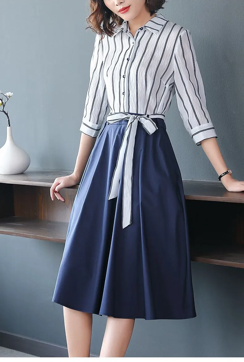 Korean Dress Blue & White Style