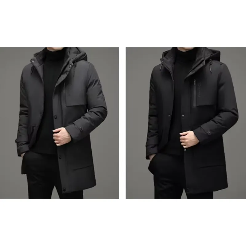 Kouther - Parka Winterjas Heren – Waterdicht Lang Model met Capuchon en Ritszakken