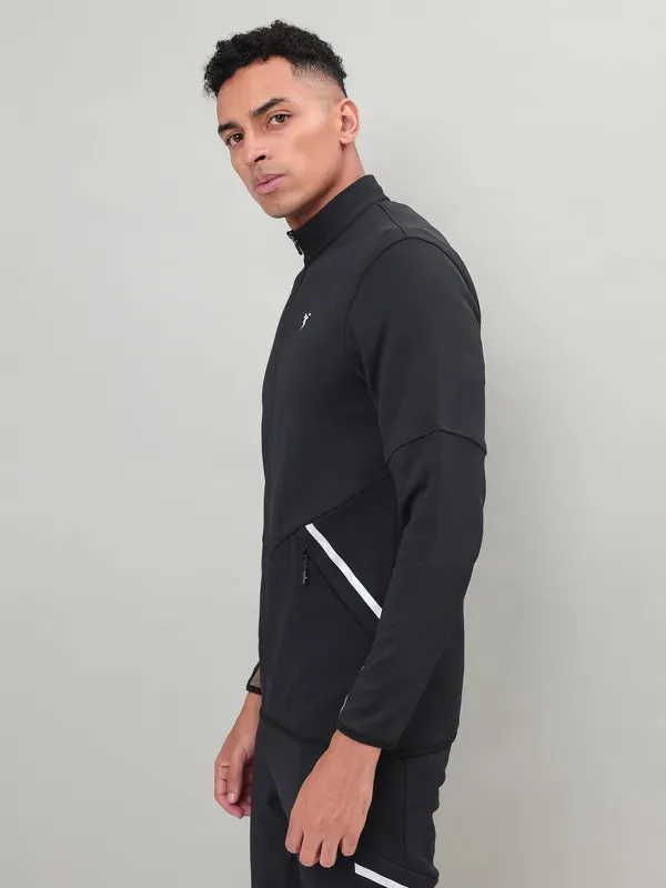 Men Solid Slim Fit Mock Neck Jacket with ELASTO PLUS