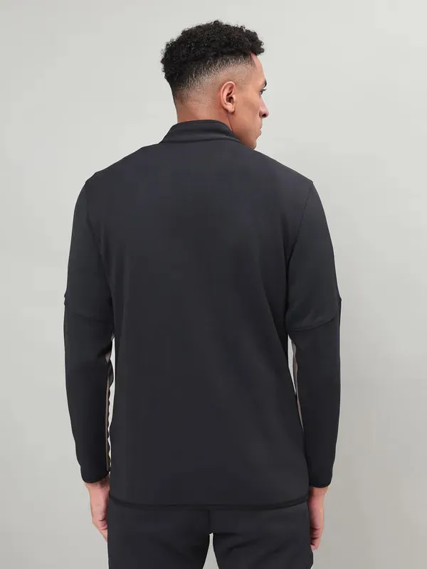 Men Solid Slim Fit Mock Neck Jacket with ELASTO PLUS