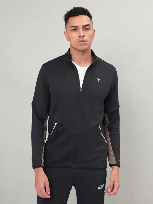 Men Solid Slim Fit Mock Neck Jacket with ELASTO PLUS