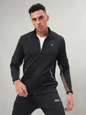 Men Solid Slim Fit Mock Neck Jacket with ELASTO PLUS