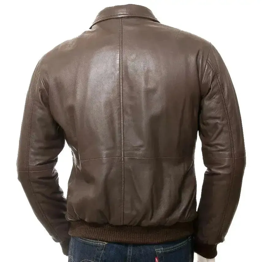 Men's Classic Soft Lambskin Leather Bomber Jacket