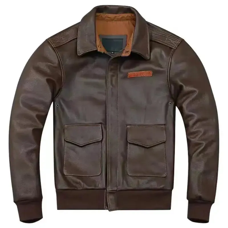 Men's Dark Brown A2 Flight Jacket – Leather Aviator Bomber Coat