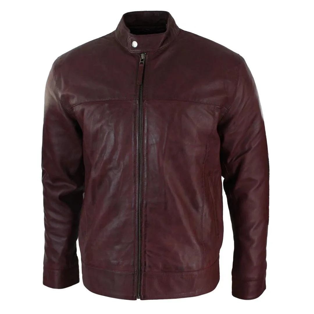 Mens Real Suede Leather Classic Zip Jacket Camel Turn Down Collar Vintage Retro