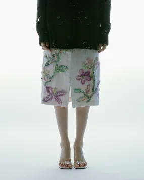 MIDI EMBROIDERED DENIM SKIRT