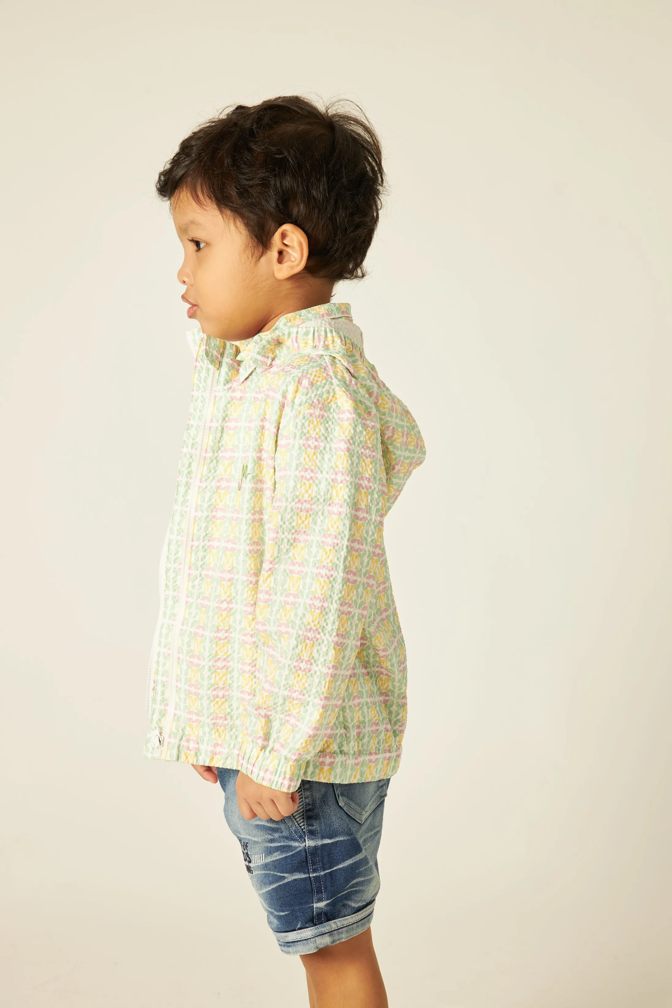 Mini Calista Yellow Printed Parka
