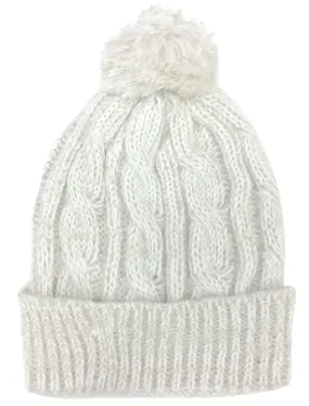 Montana Cable Knit Bobble Hat in Cream