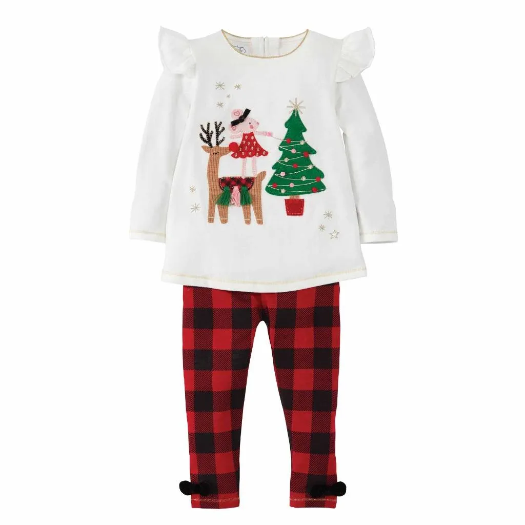 Mud Pie Kids Alpine Village Reindeer Mouse Christmas Tunic Legging Set