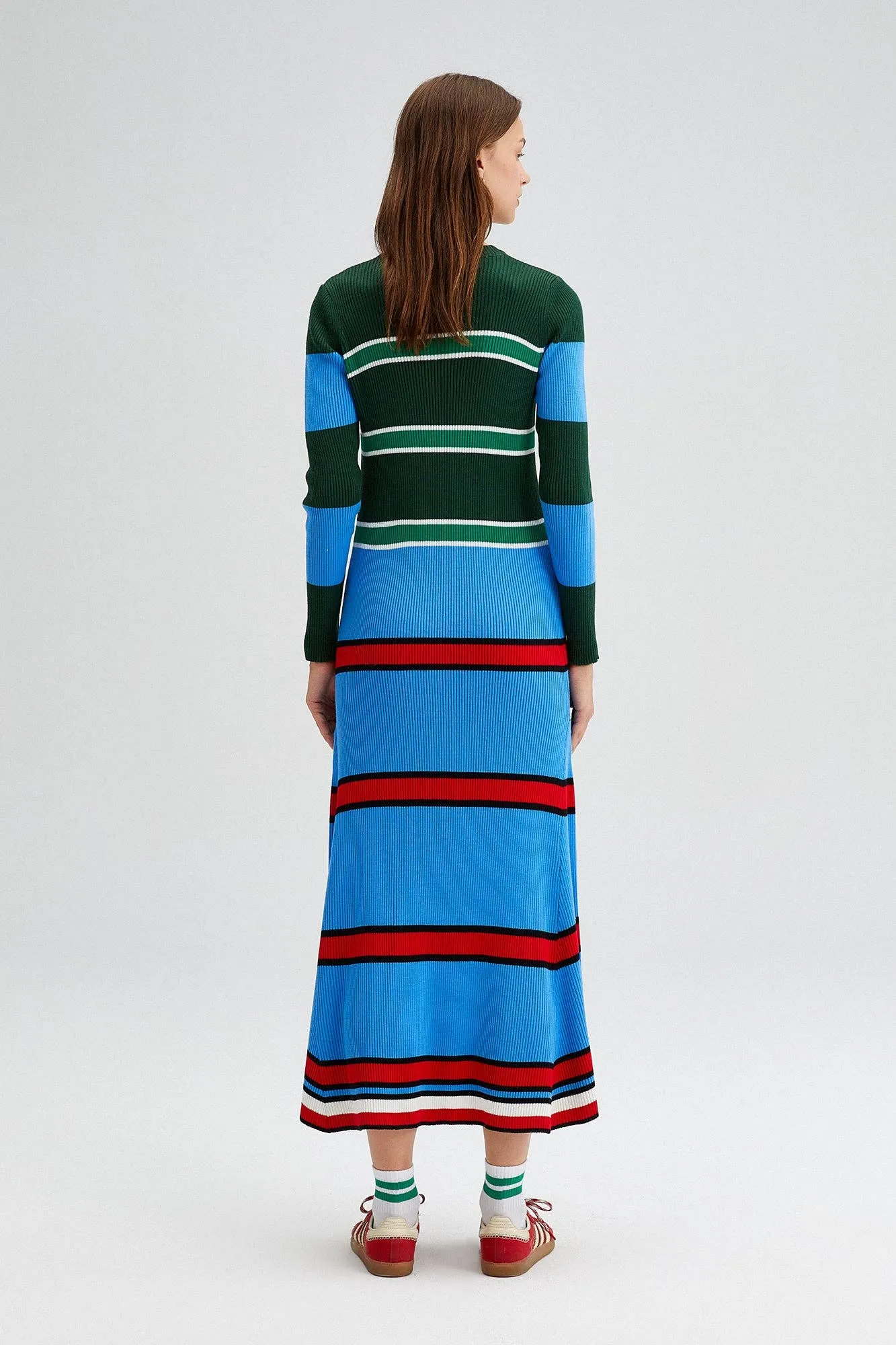 MULTICOLORED  STRIPED KNIT DRESS
