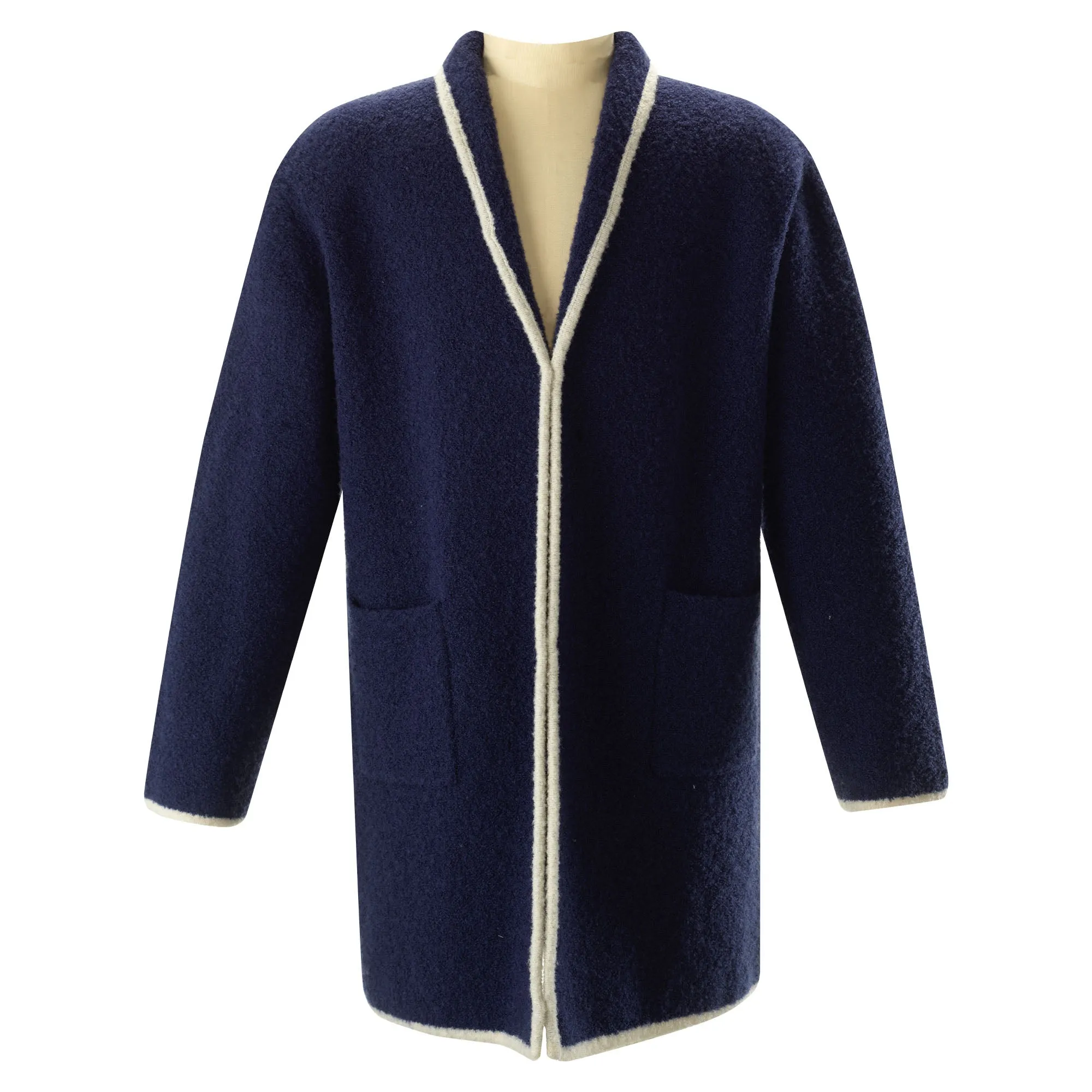 Navy Long Knit Cardigan