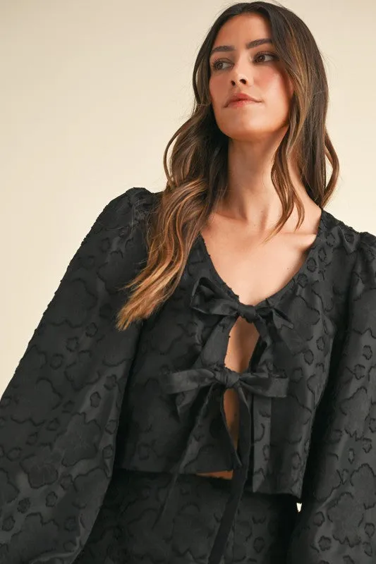 NEWEST ARRIVAL Black Tie Blouse with Bubble Skirt