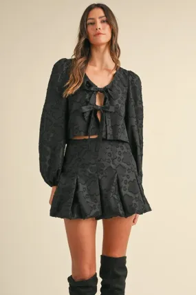 NEWEST ARRIVAL Black Tie Blouse with Bubble Skirt