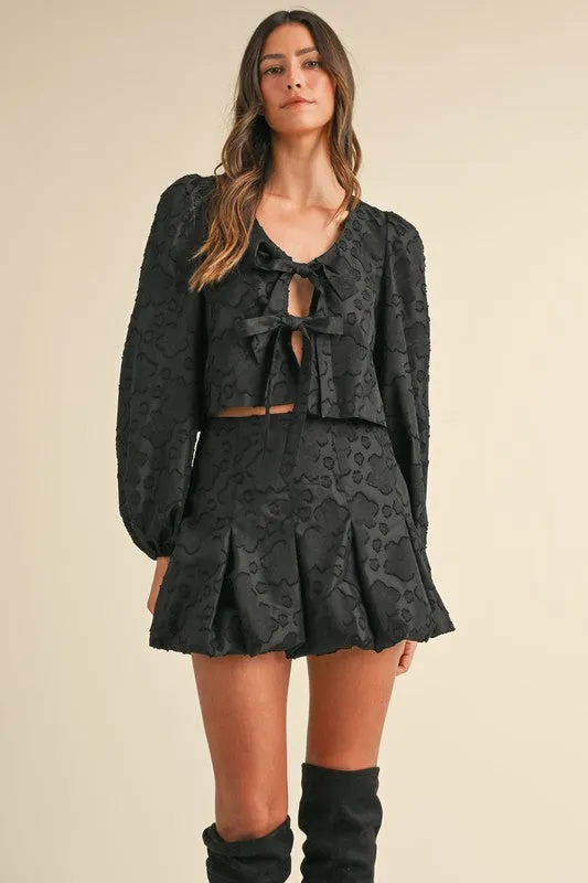 NEWEST ARRIVAL Black Tie Blouse with Bubble Skirt