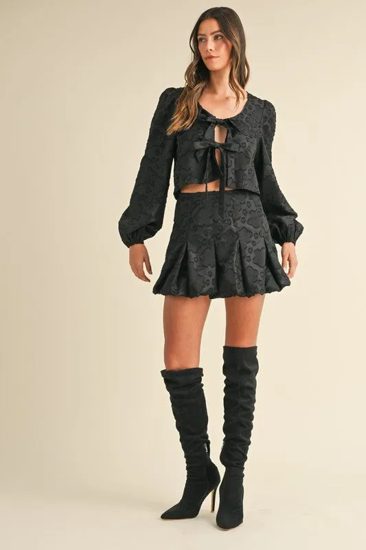 NEWEST ARRIVAL Black Tie Blouse with Bubble Skirt