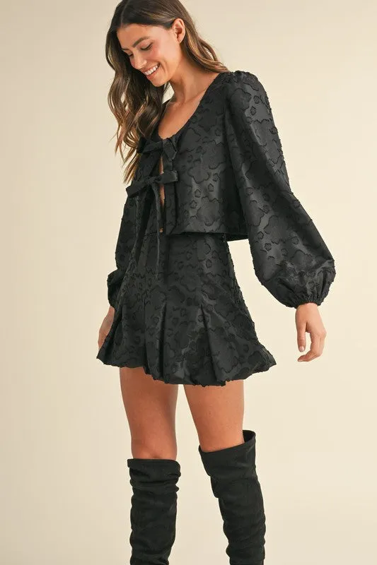 NEWEST ARRIVAL Black Tie Blouse with Bubble Skirt