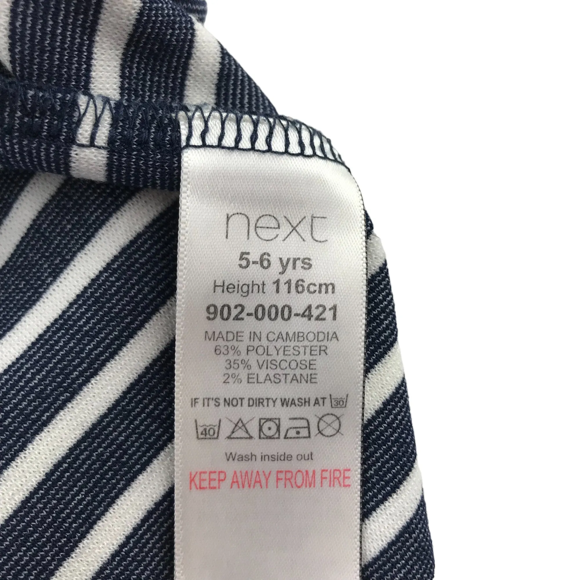 Next Dress Age 4 Navy and White Stripy Pleated Skirt
