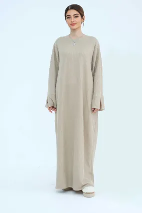 NOOR Knit Maxi Dress Abaya 912 - Khaki