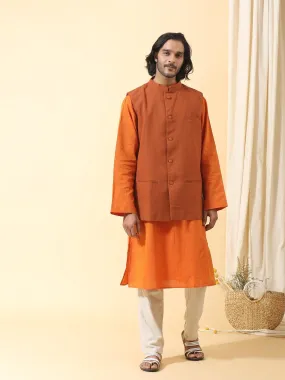 Orange Men Nehru Jacket
