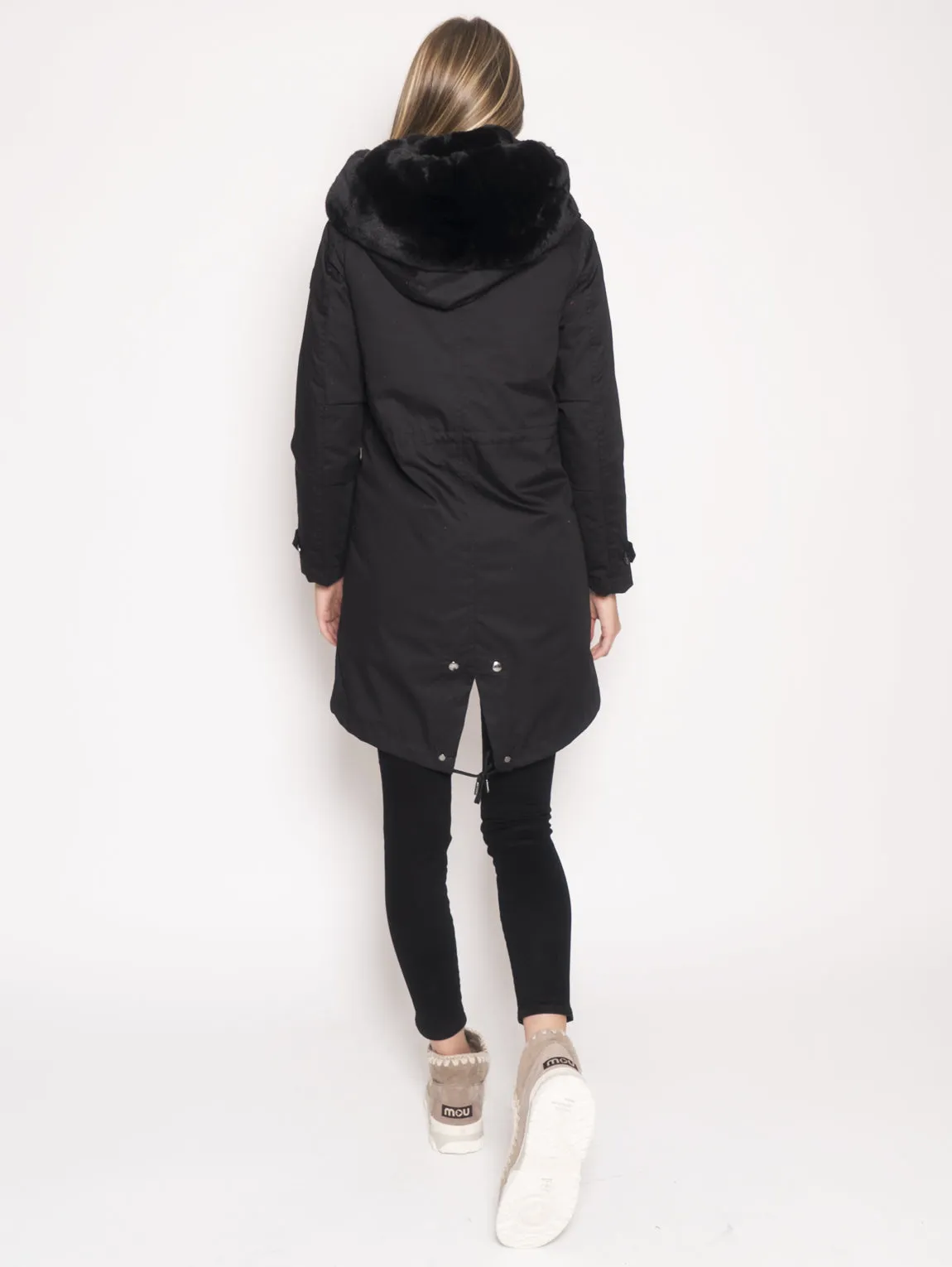 Parka con Pelliccia Rimovibile  Nero