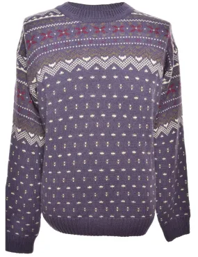Patterned Purple Jumper - L