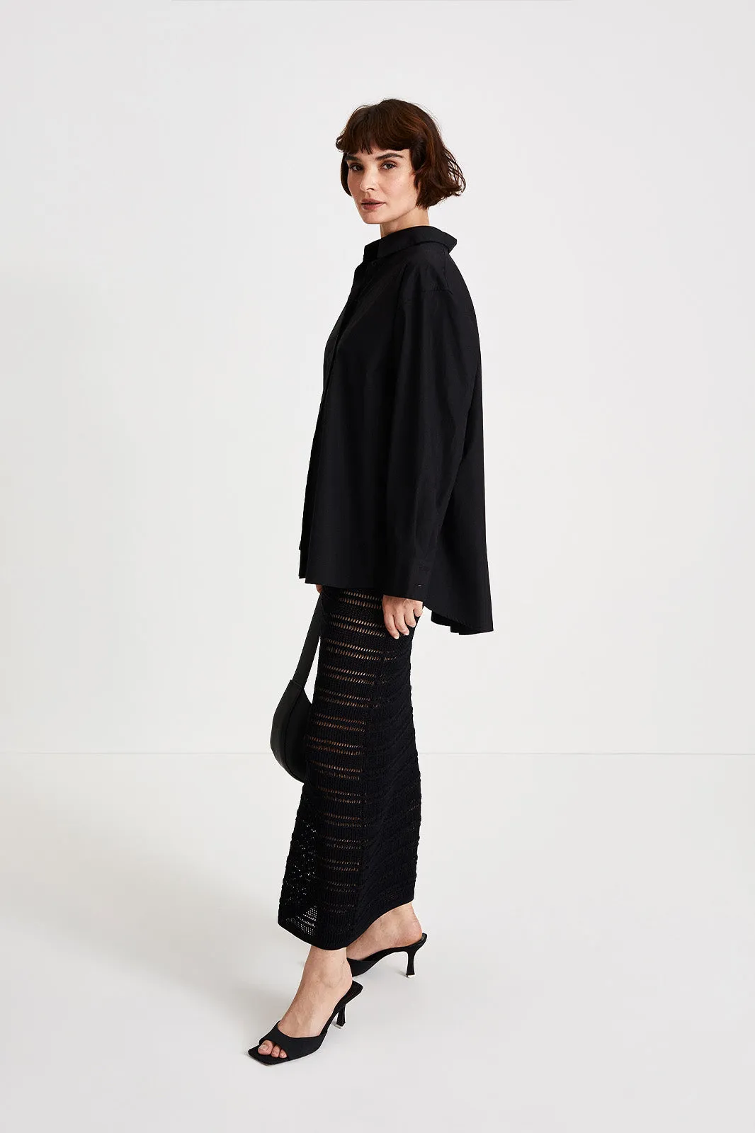 PERLA CROCHET SKIRT - BLACK