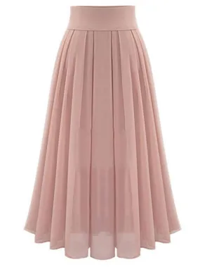 Plus Temperament Commute Size Skirt Solid Color High Waist Super Pleated Chiffon Dress
