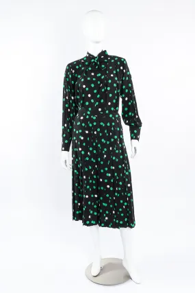 Polka Dot Print Silk Blouse and Skirt Set