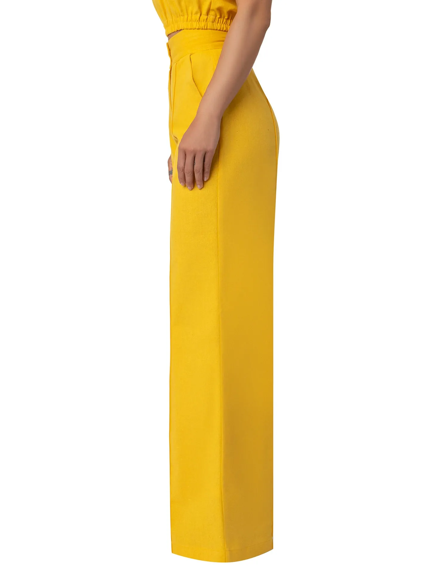 "Piña Colada" Yellow Linen High Waisted Pants