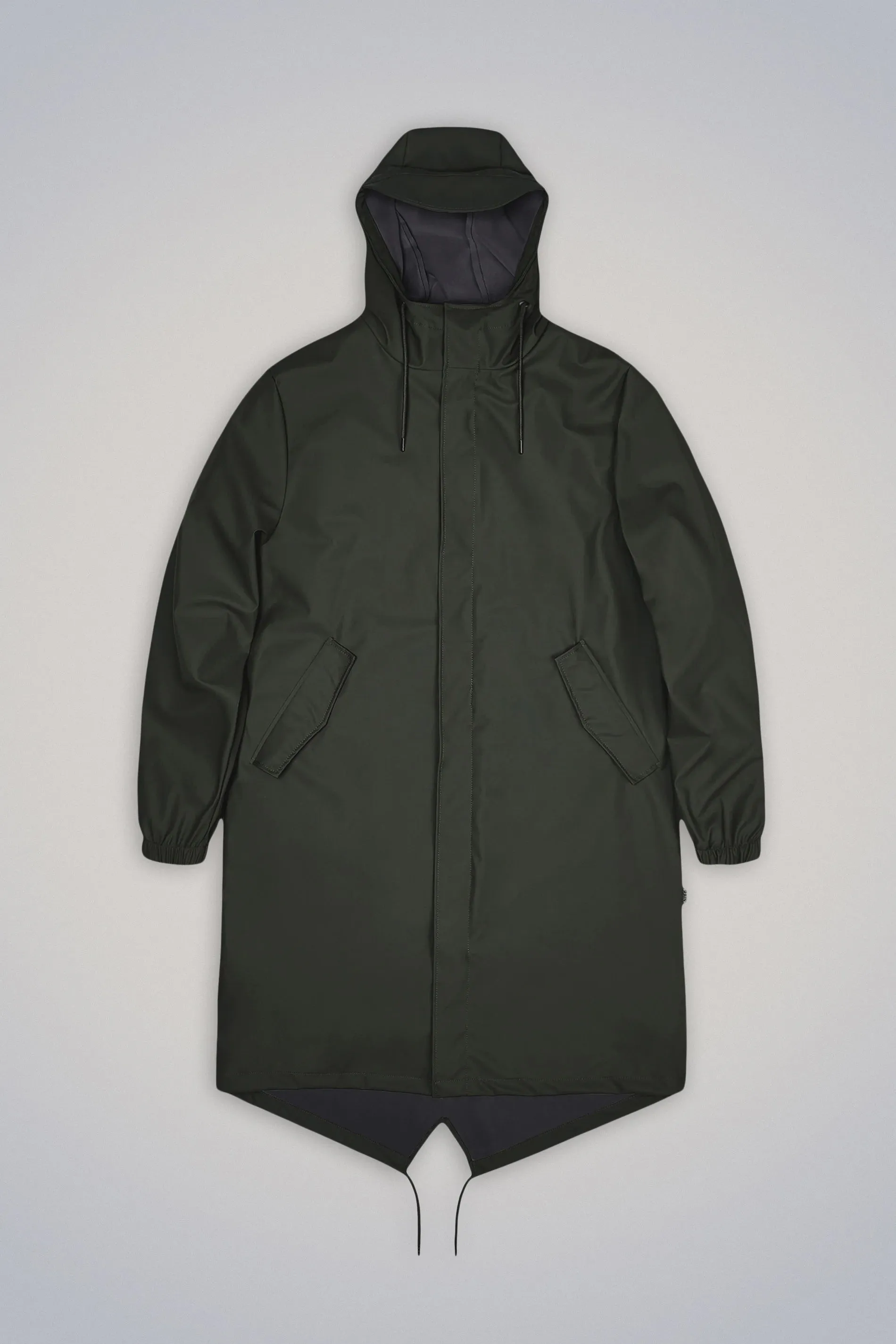 Rains Long Fishtail Parka Jacket - Green