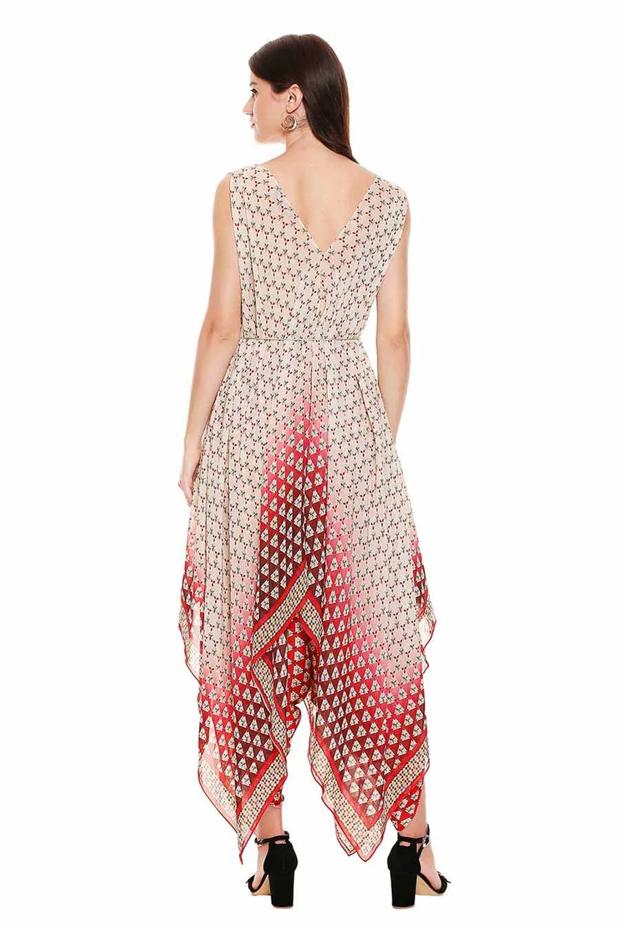 Red & White Printed Tunic Set (Set of 2)
