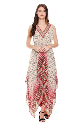 Red & White Printed Tunic Set (Set of 2)