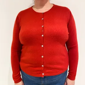 Scarlet Red Cashmere Crew Neck Cardigan Extra Large
