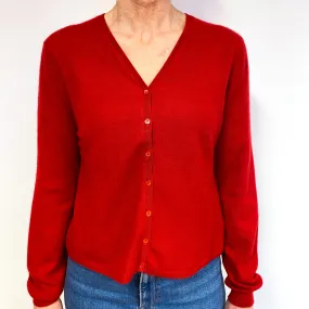 Scarlet Red Cashmere V-Neck Cardigan Medium