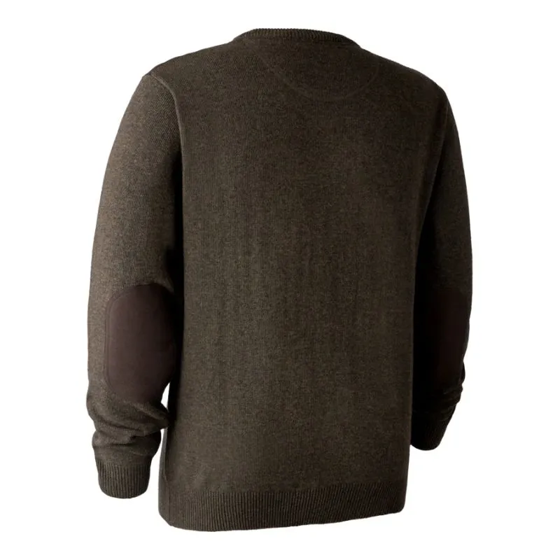 Sheffield Knit V-Neck Jumper In Dark Elm