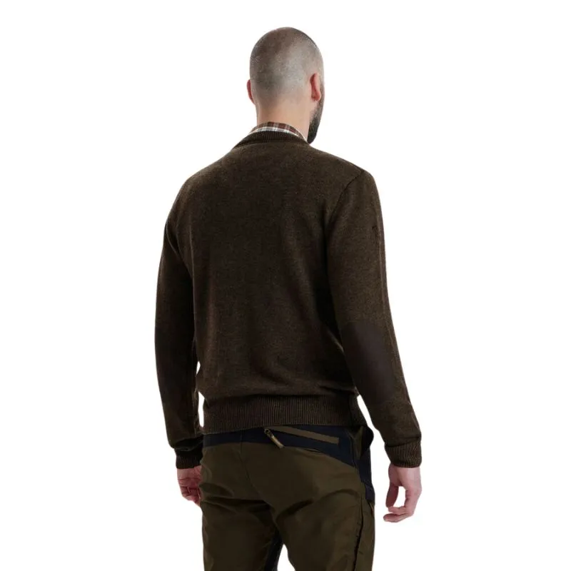 Sheffield Knit V-Neck Jumper In Dark Elm