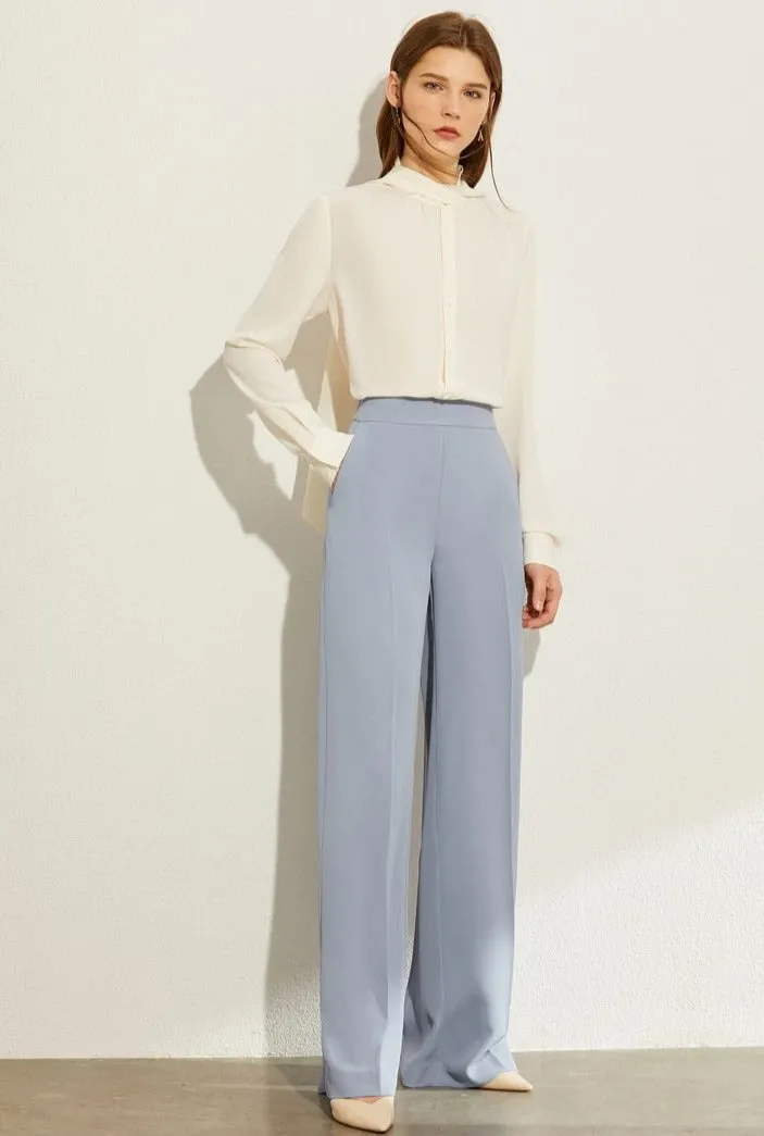 Solid Loose Wide Leg High Waist Trousers