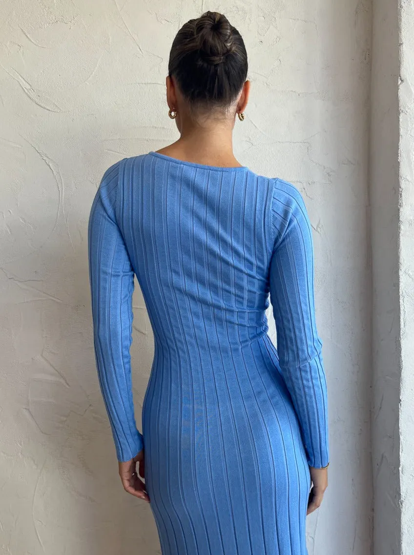Sovere Recline Knit Dress in Azure