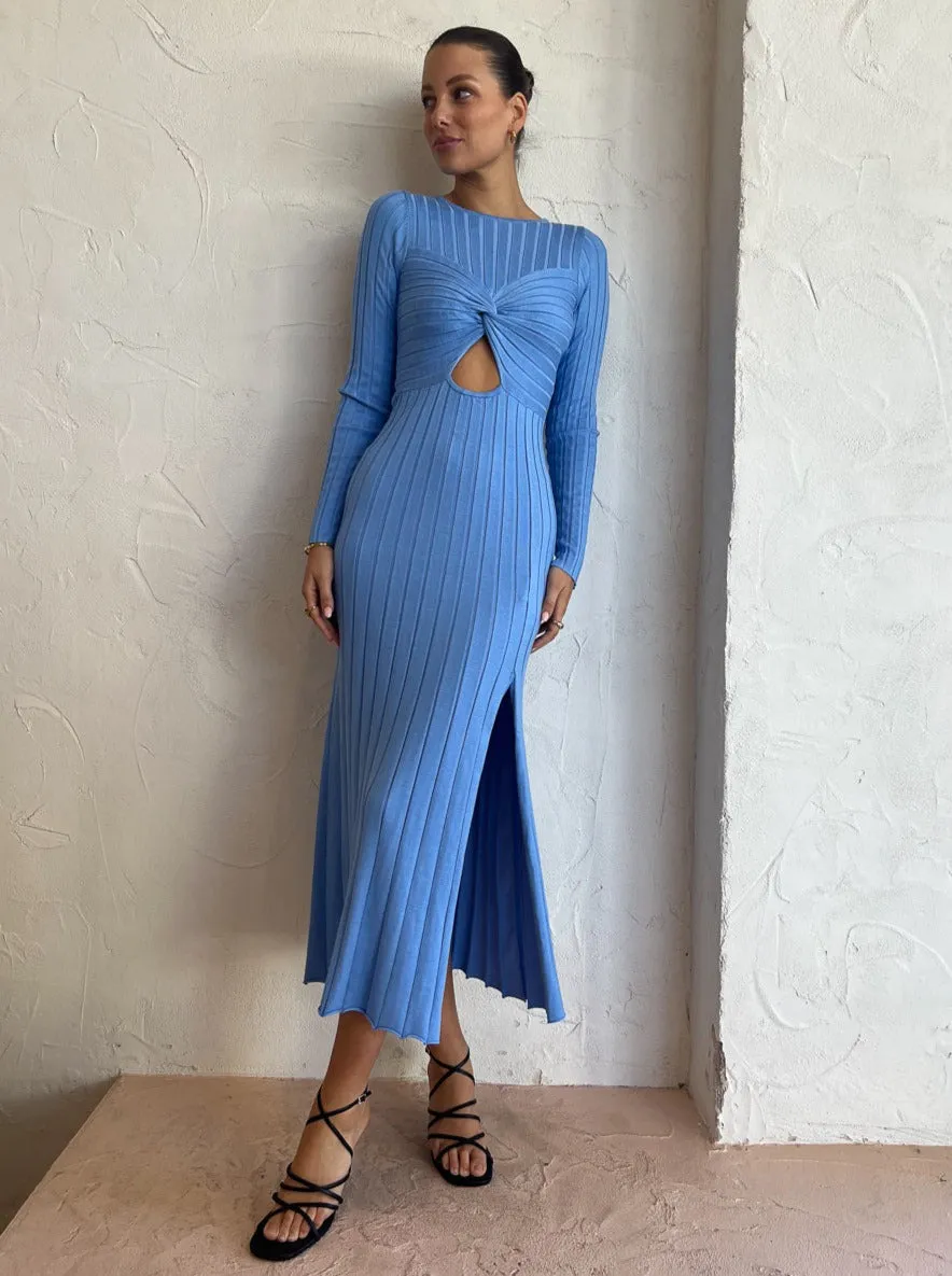 Sovere Recline Knit Dress in Azure