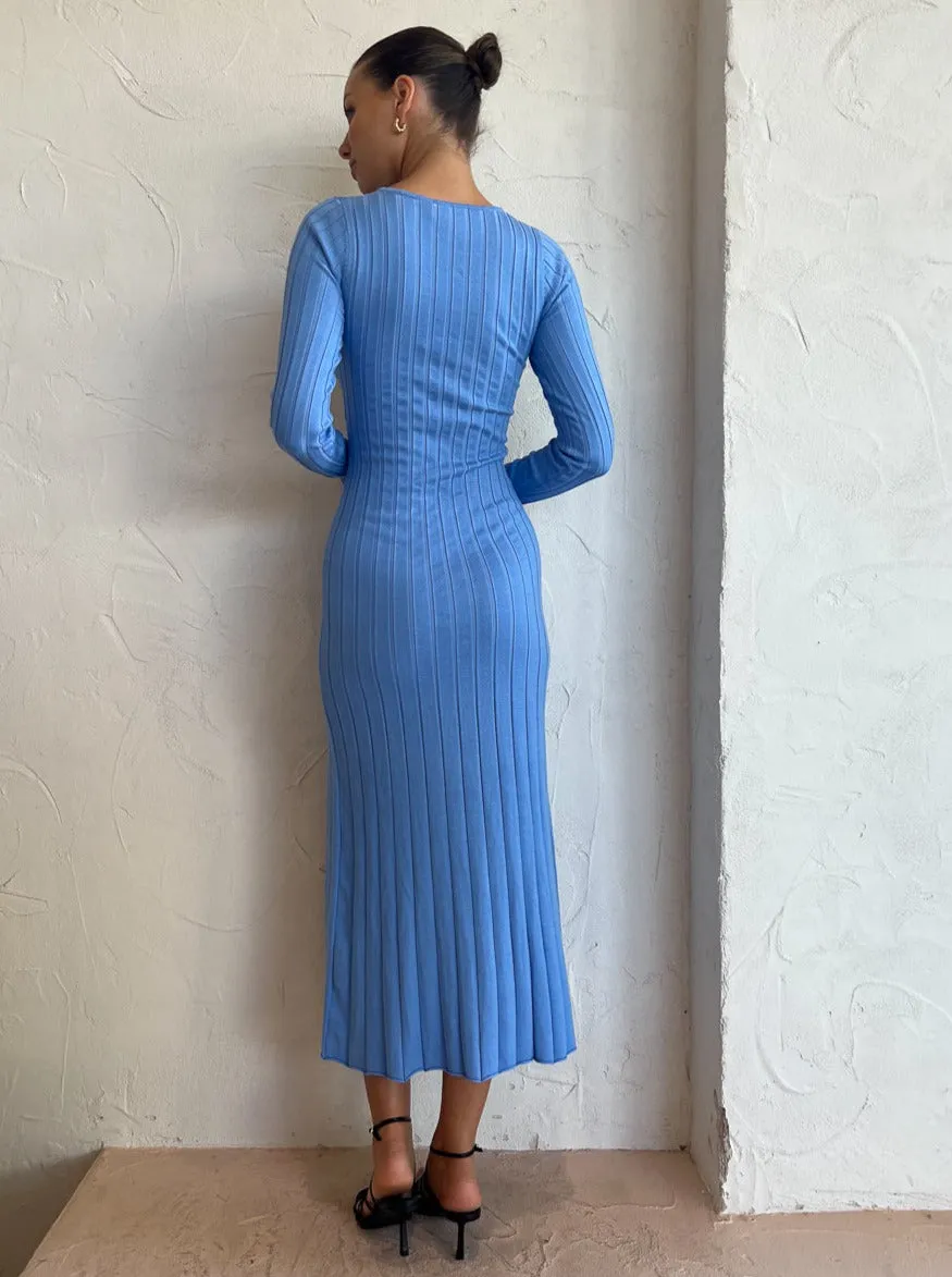 Sovere Recline Knit Dress in Azure