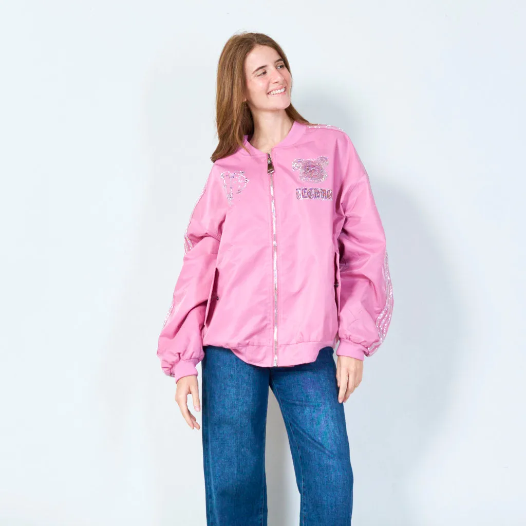 Sparkling teddy bomber jacket wholesale
