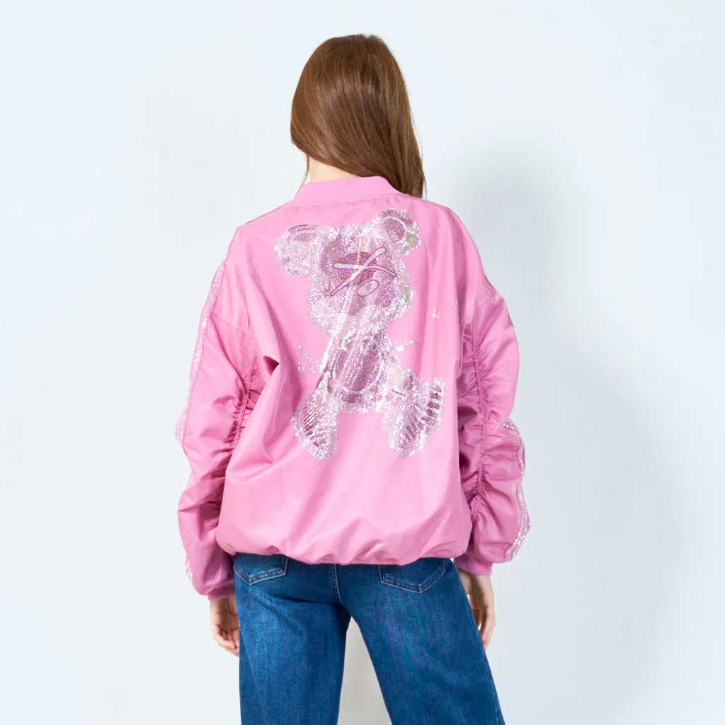 Sparkling teddy bomber jacket wholesale