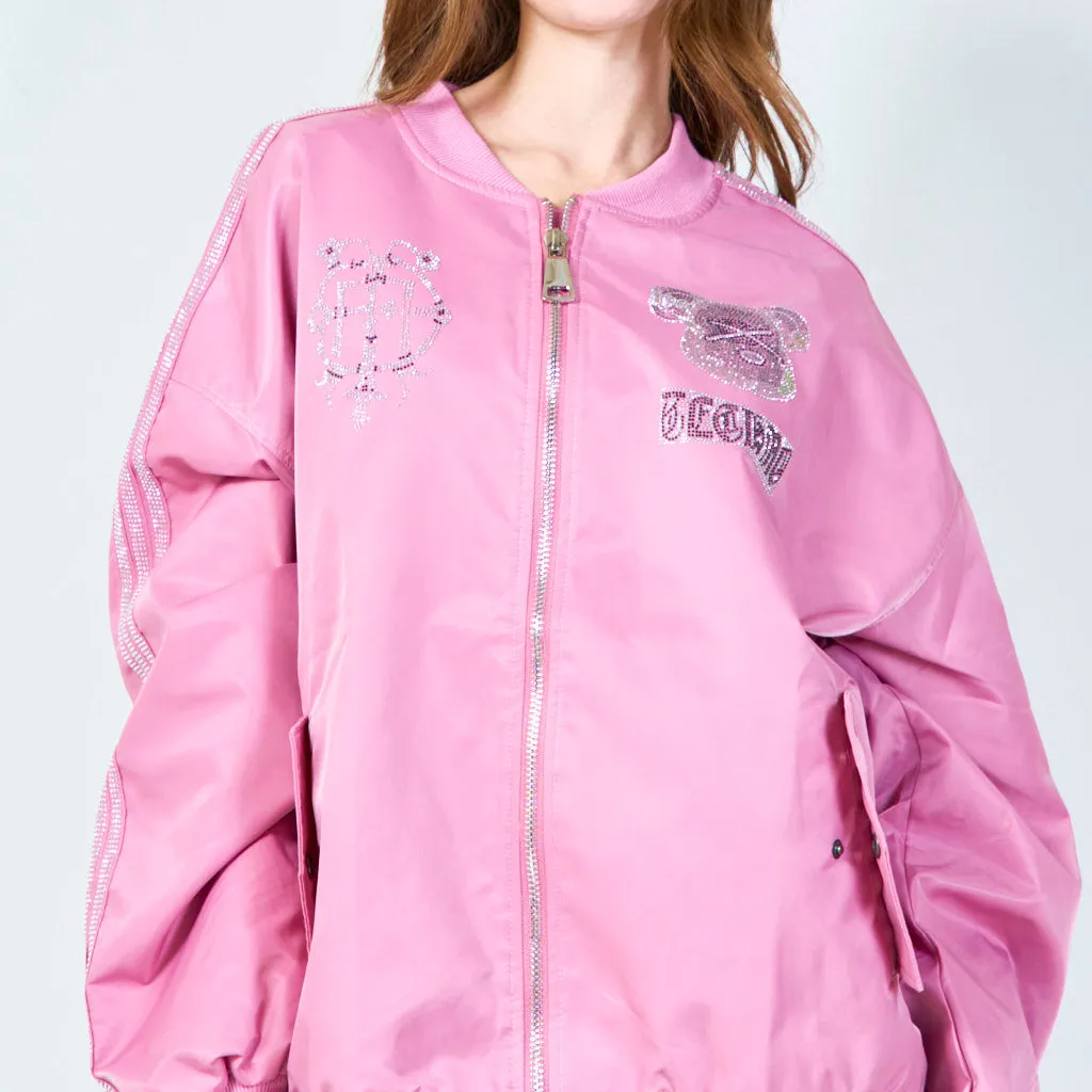 Sparkling teddy bomber jacket wholesale