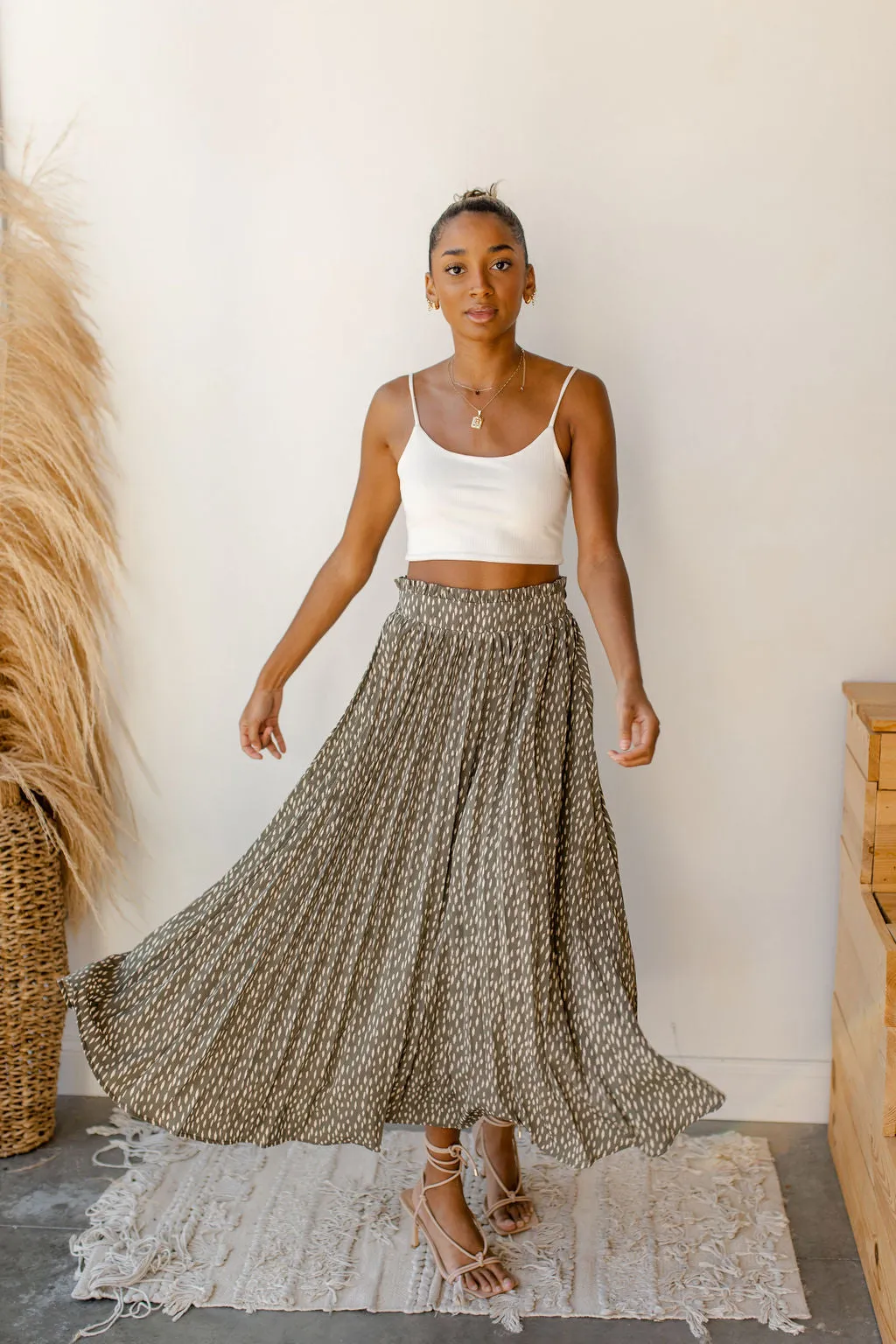 spotted pleated skirt