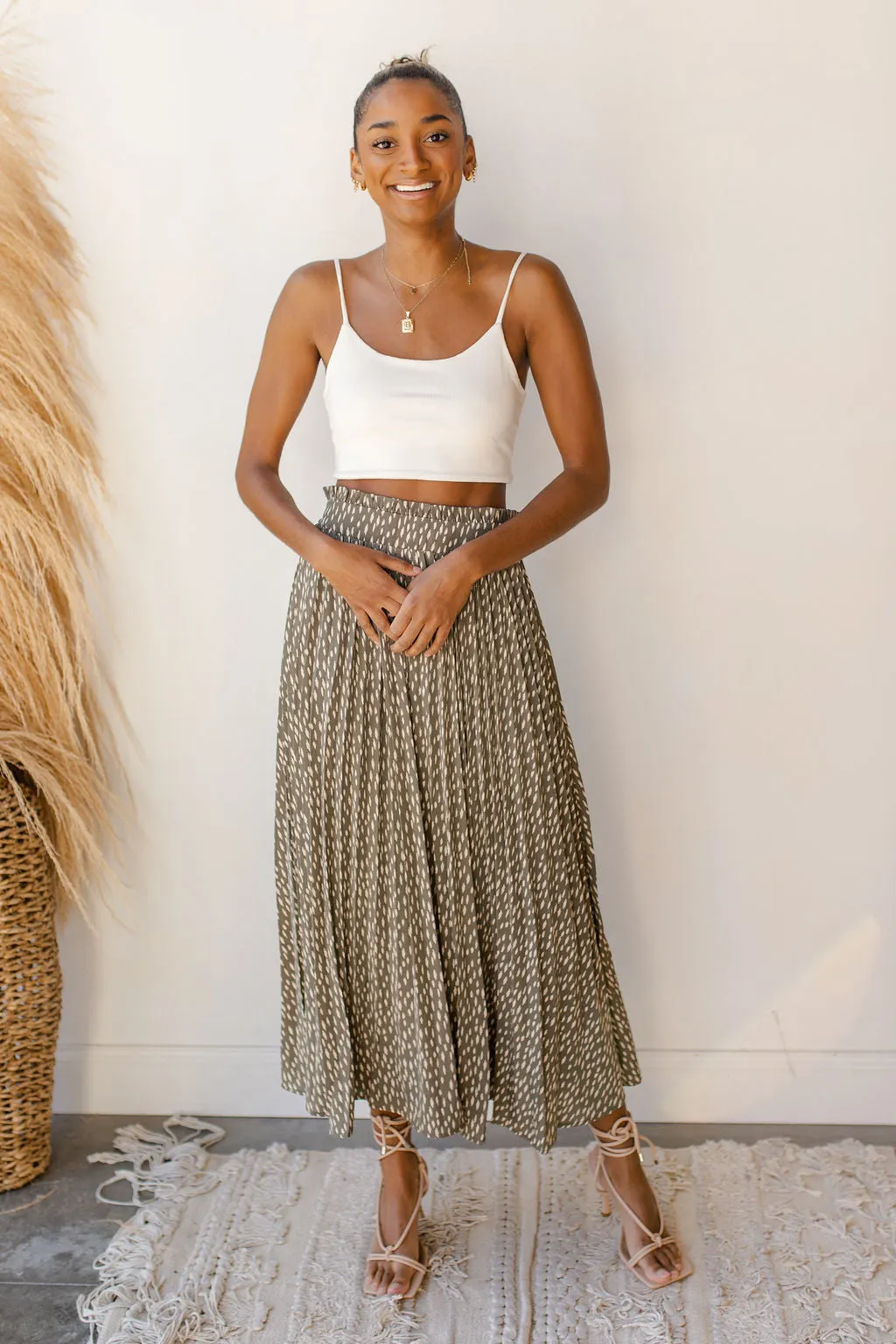 spotted pleated skirt