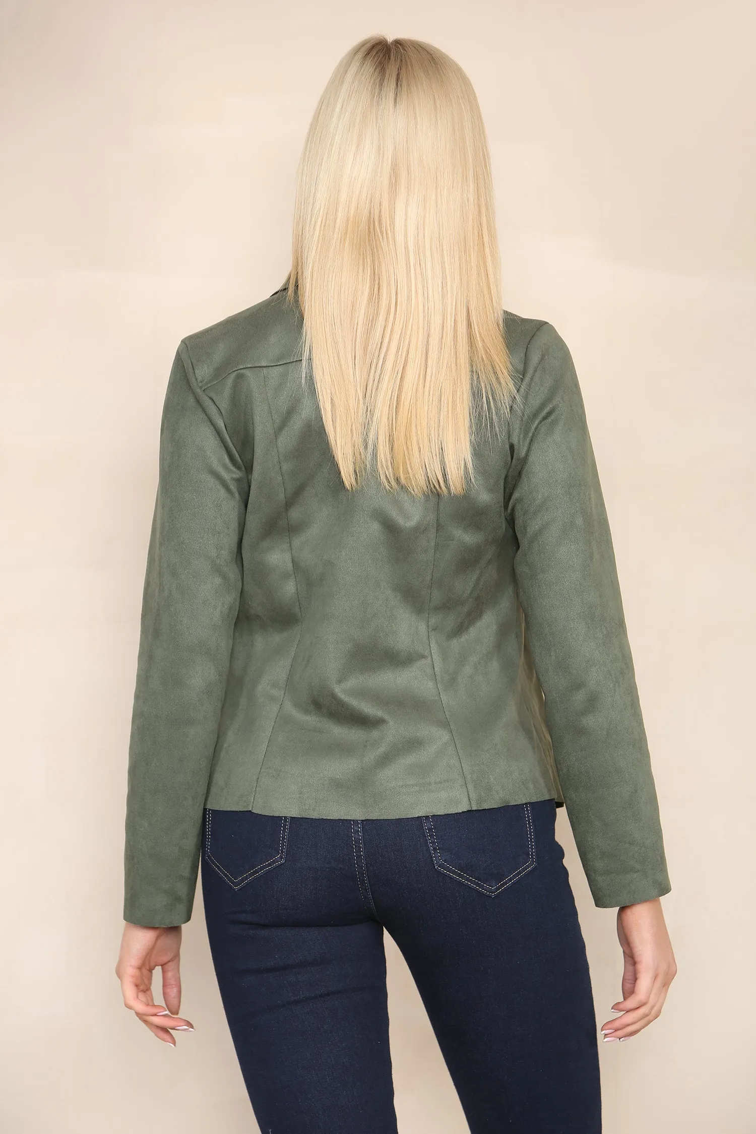 Suedette Waterfall Cropped Jacket
